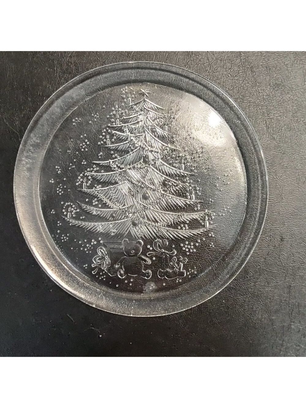 DURALEX Vintage Christmas Serving Platter 13 Inch Clear Glass